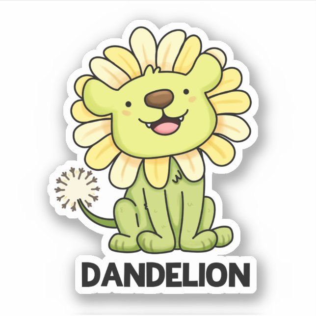 Pegatina Dandelion Funny Lion Pun (Anverso)