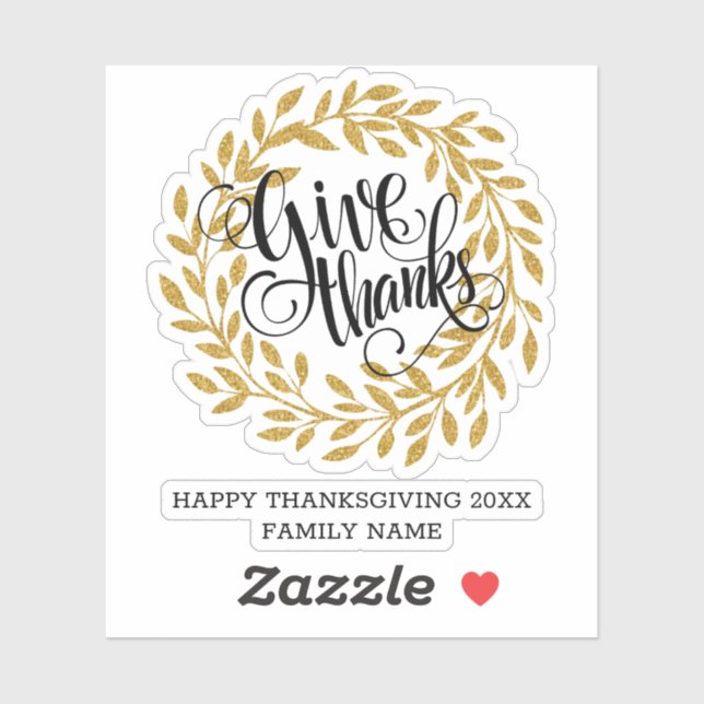 Pegatina Dando gracias a la moderna tipografía de oro (Hoja)