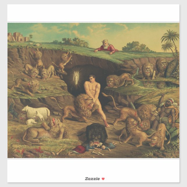 Pegatina Daniel en la guarida de los Leones (Hoja)