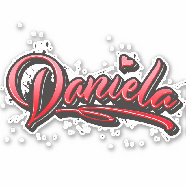 Pegatina Daniela red Heart Graffiti Aufkleber Sticker (Anverso)