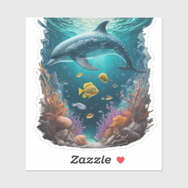 Pegatina Danza de delfines (Hoja)