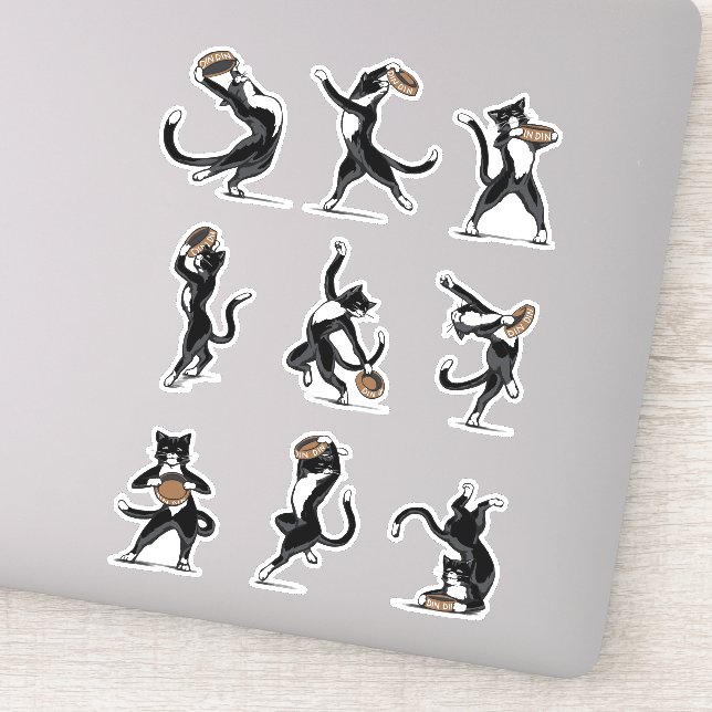 Pegatina Danza de la cena - Gato de Tuxedo (Detalle)