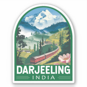 Pegatina Darjeeling India Travel Art Emblem