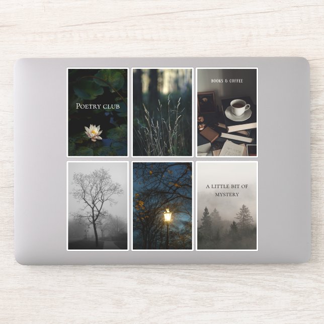 Pegatina Dark Academia Reading Aesthetic Sticker Sheet (Ordenador)