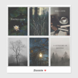 Pegatina Dark Academia Reading Aesthetic Sticker Sheet