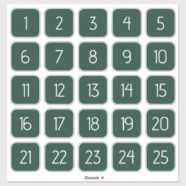 Pegatina Dark Green Customizable Square Number Stickers 