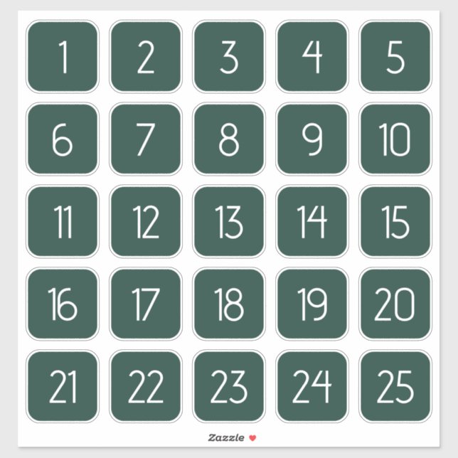 Pegatina Dark Green Customizable Square Number Stickers  (Hoja)