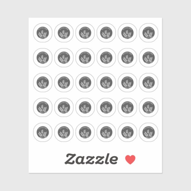 Pegatina Dark Grey Gluten Free Wedding Place Meal Choice (Hoja)