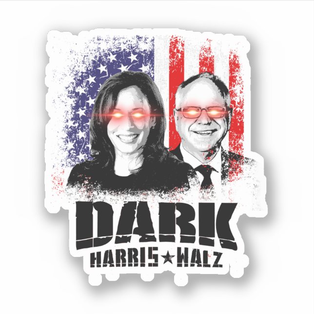Pegatina Dark Harris Walz 2024 (Anverso)