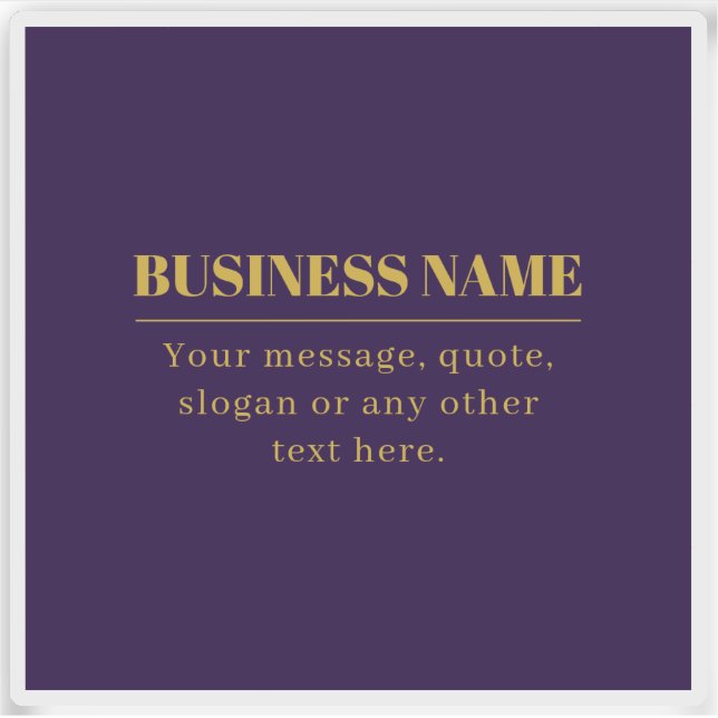 Pegatina Dark Purple & Gold Business Name o Greet (Anverso)