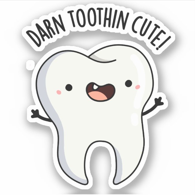 Pegatina Darn Tooth in Cute Funny Tooth Pun (Anverso)
