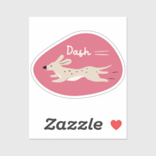 Pegatina "dash" lindo perro largo beige ilustrado beige ros