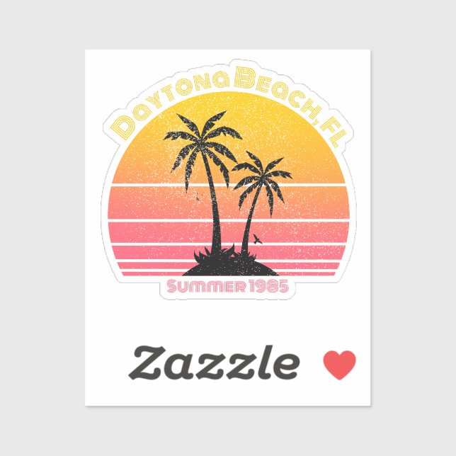 Pegatina Daytona Beach Retro Sunset Palms (Hoja)