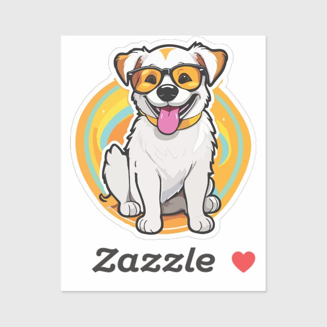 Pegatina dazzling happy dog (Hoja)