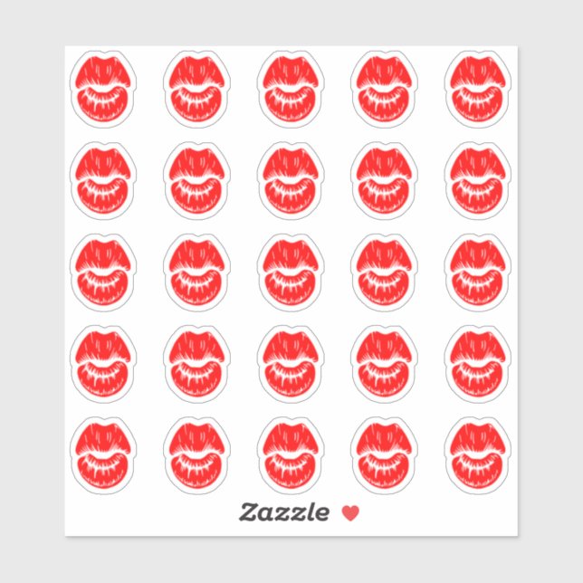 pegatina de 25 tiras de labios rojos brillantes Ki (Hoja)