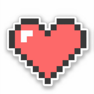 pegatina de 8 bits de videojuego Heart Vinyl