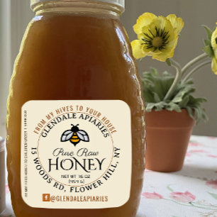 Pegatina de abeja de miel cruda pura en casa
