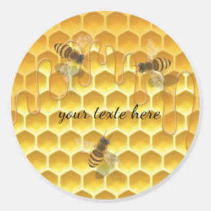 Pegatina de abeja de panal de miel redonda persona