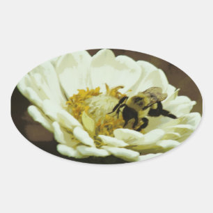 Pegatina de abejas sobre flores
