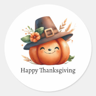 Pegatina de Acción de Gracias de Calabaza Cuta