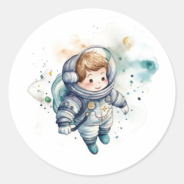 Pegatina de acuarela Astronauta Baby Boy (Anverso)