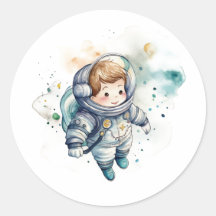 Pegatina de acuarela Astronauta Baby Boy