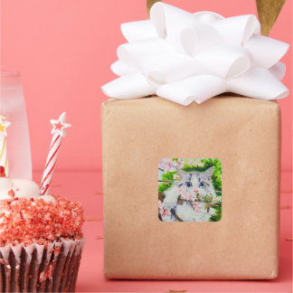 Pegatina de acuarela de gato mate