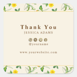 Pegatina de acuarela de girasol amarillo ruso