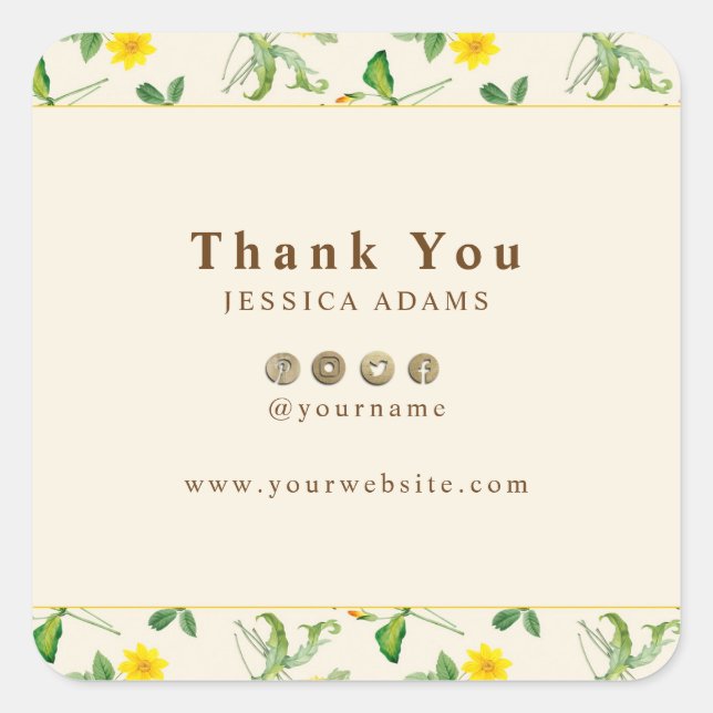 Pegatina de acuarela de girasol amarillo ruso (Anverso)