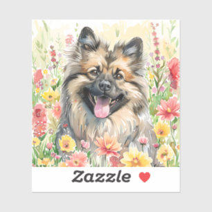 Pegatina de acuarela de Keeshond