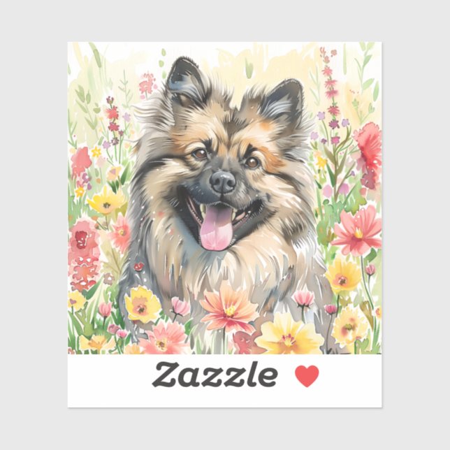 Pegatina de acuarela de Keeshond (Hoja)