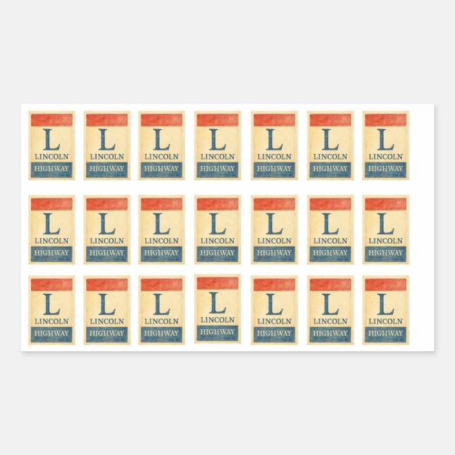 Pegatina de acuarela de la autopista Lincoln (Anverso)