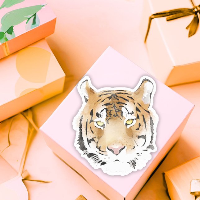 Pegatina de acuarela de la cabeza del tigre (Subido por el creador)
