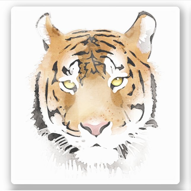 Pegatina de acuarela de la cabeza del tigre (Anverso)