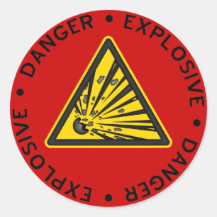 Pegatina de advertencia de explosivos rojos