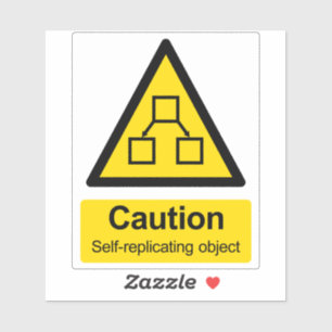 pegatina de advertencia de objetos autorreplicante
