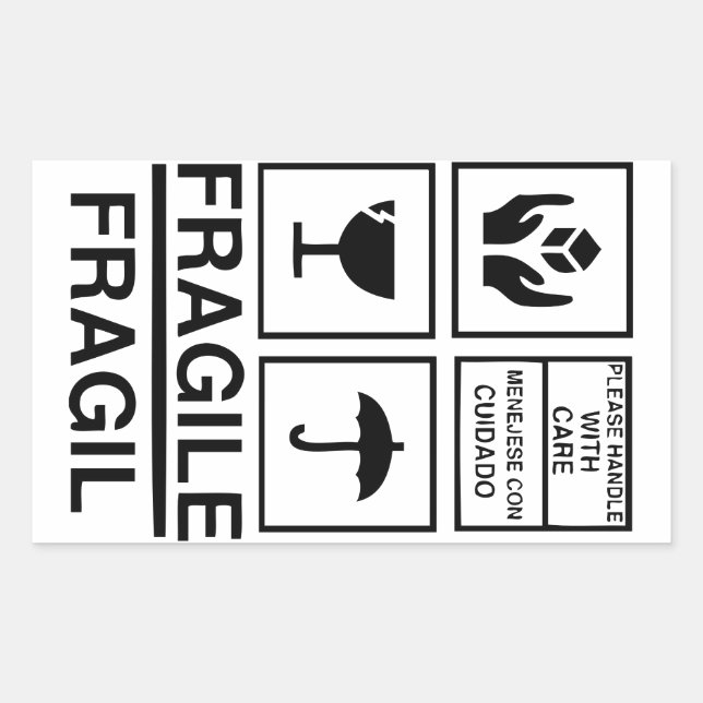 Pegatina de advertencia frágil (Anverso)