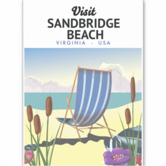 Pegatina de afiches de viaje en Virginia Beach Vir