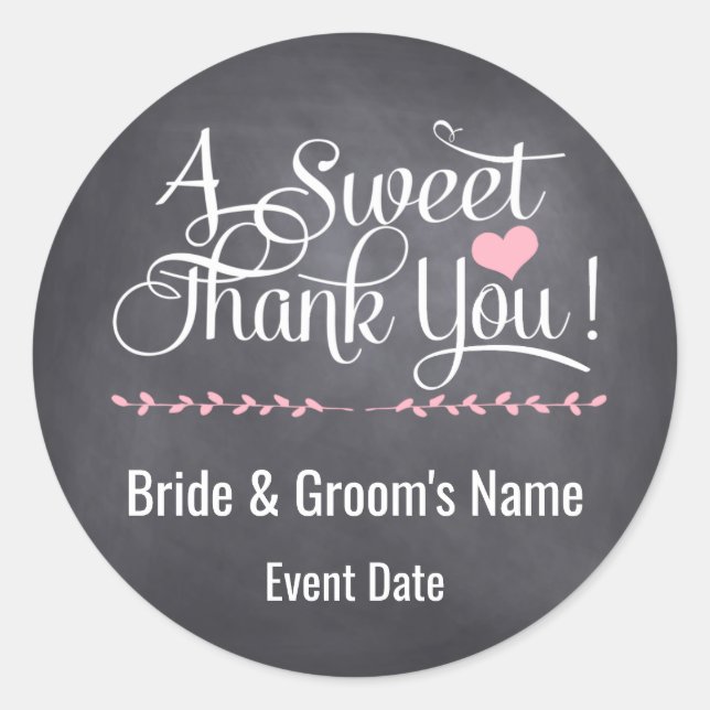 Pegatina de agradecimiento para bodas y fiestas (Anverso)