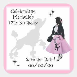 Pegatina de Ahorro de Fecha de Poodle Skirt
