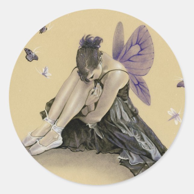 Pegatina de Alas Púrpura de Hadas Oscuras (Anverso)