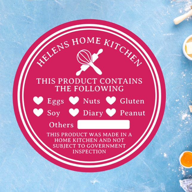 Pegatina de Alerta de Alergia Alimentaria Rosa de  (Subido por el creador)