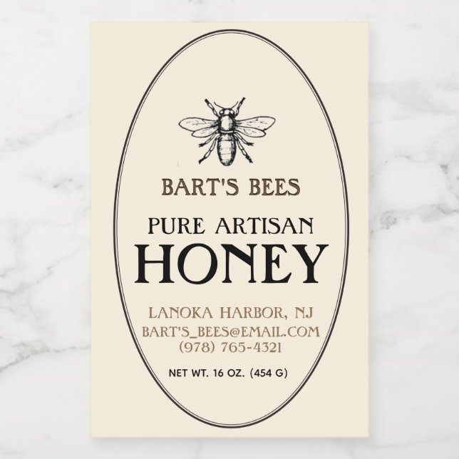 Pegatina de Alimentos de la Frontera de Abeja Herá (Etiqueta única)