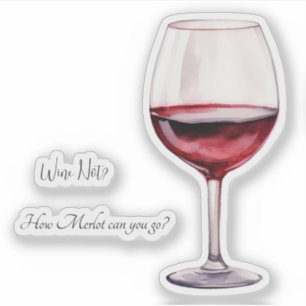 Pegatina de amante del vino tinto con frases diver