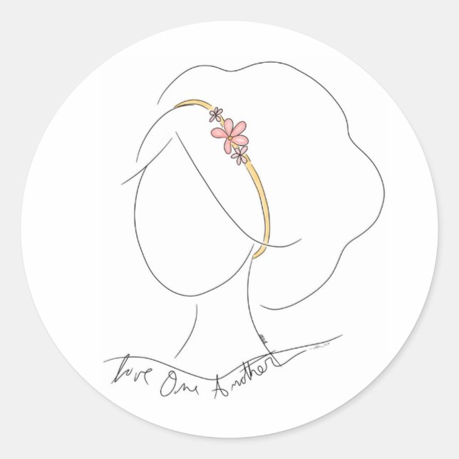 pegatina de "Amar uno al otro", dibujado a mano (Anverso)