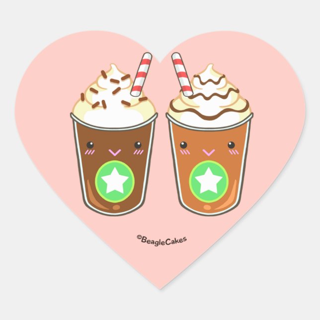 Pegatina de amigos de Cute Frappuchino (Anverso)