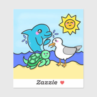 Pegatina de amigos de Kawaii Beach