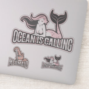 Pegatina de amigos de Mermaid Pink Sea