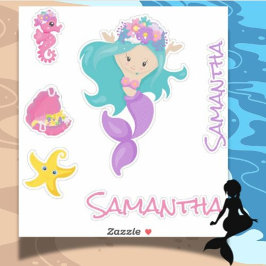 Pegatina de amigos de Mermaid Pink Sea