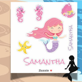 Pegatina de amigos de Mermaid Pink Sea